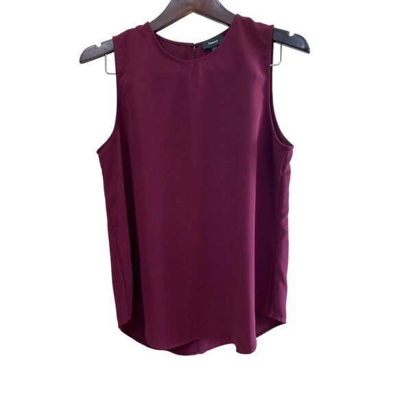 Theory Sleeveless Burgundy Urban Crepe Blouse L 100% Polyester Womens Top - Picture 2 of 8